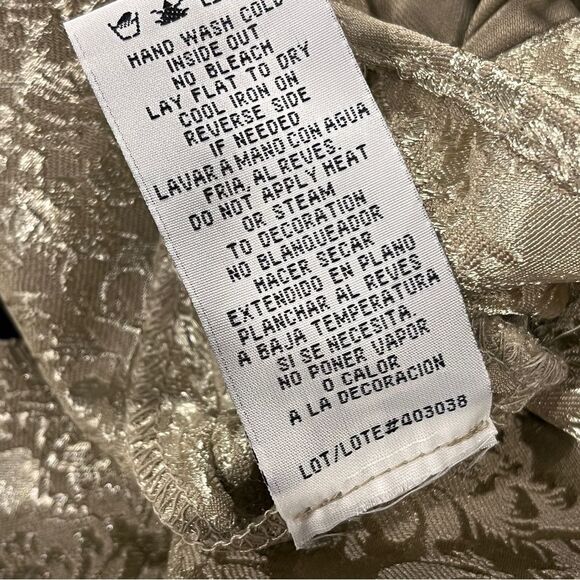 V-neck Elegant Cream / gold v-neck Sleeveless formal Dress size 12 - Picture 10 of 12